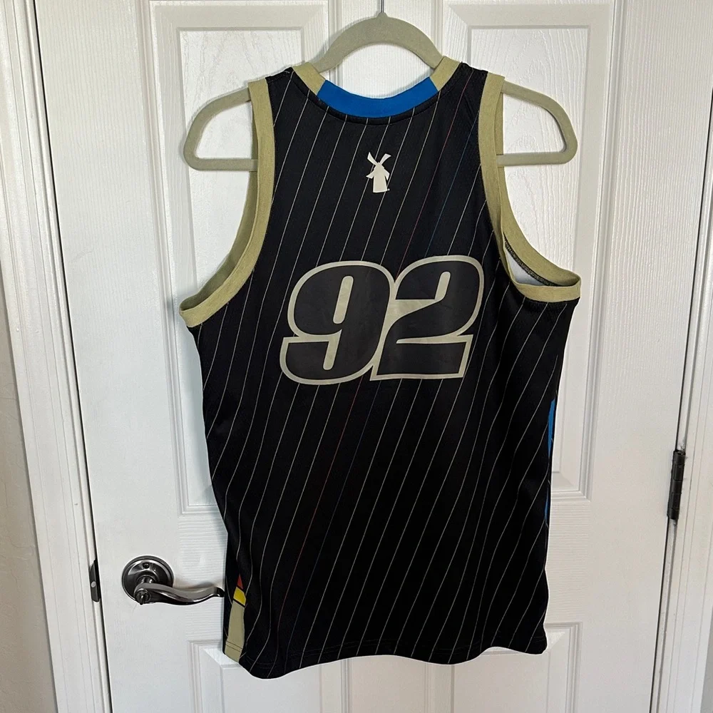 Dutch Bros Mens Black and Tan Basketball Jersey Size M - Picture 5 of 10
